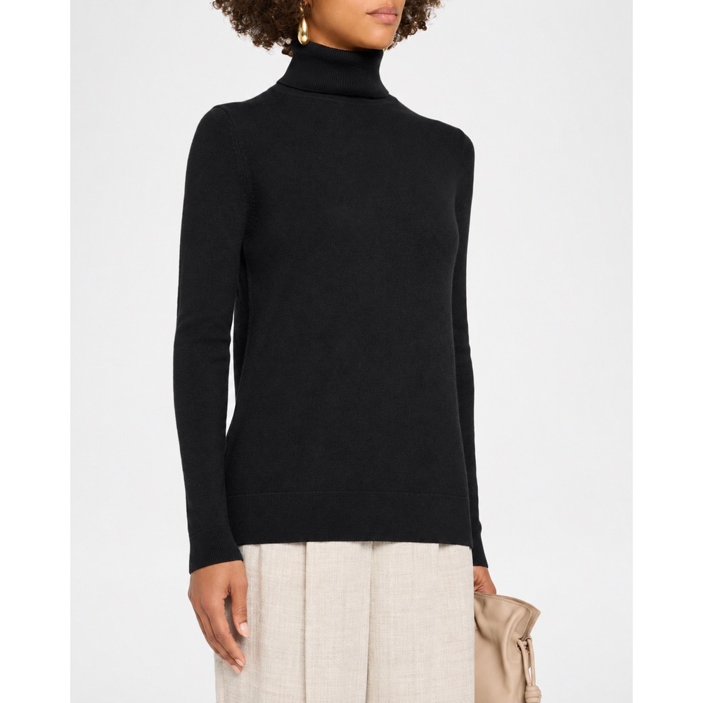Neiman Marcus Cashmere Collection Black Turtleneck Sweater Womens Small